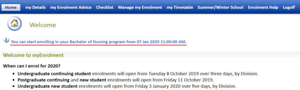 UniSA-enrol-date
